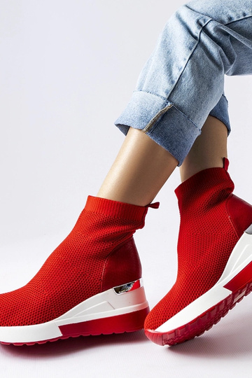 Rote Keilsneaker aus Stoff... 2