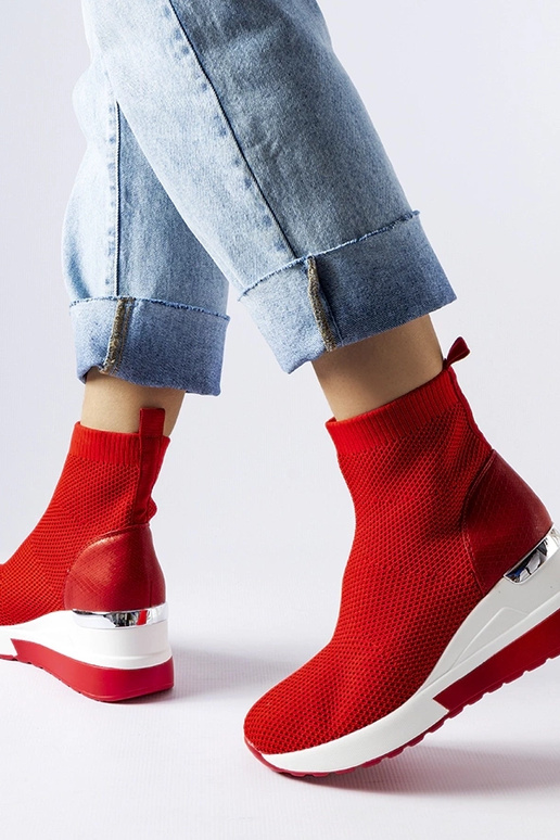 Rote Keilsneaker aus Stoff von Casgio