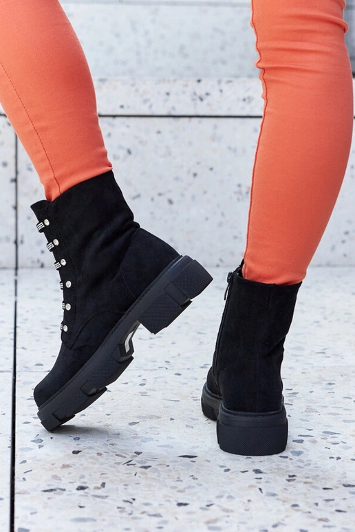 Schwarze Knöchel-Stiefel mit...