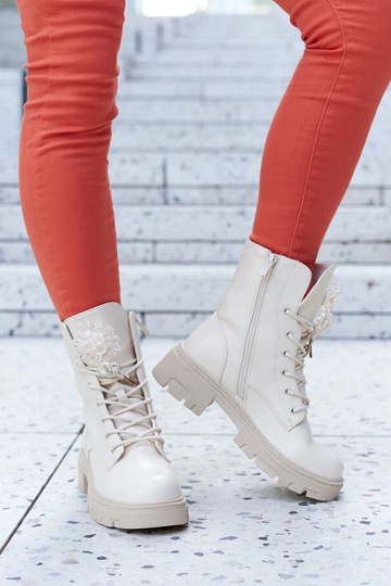 Beige Stiefeletten mit... 2