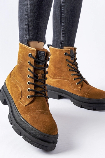 Bruine leren werkschoenen, „BIG STAR KK274524"