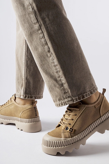 Baskets en cuir beige Big Star KK274511 2