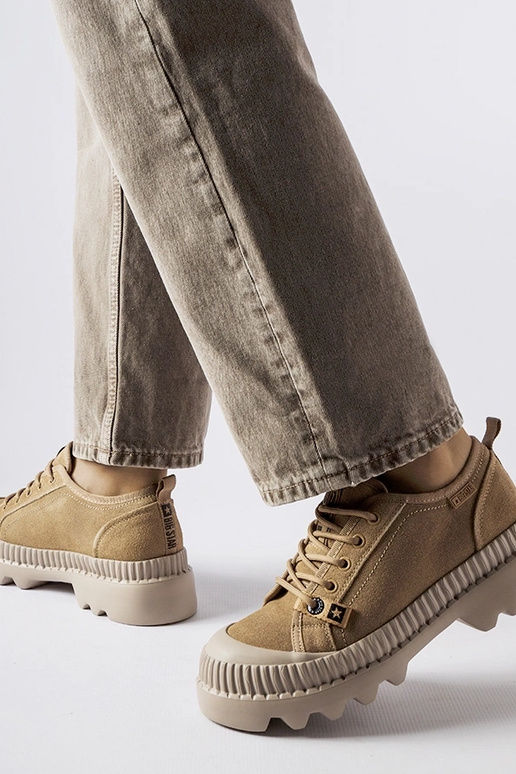 Baskets en cuir beige Big Star KK274511