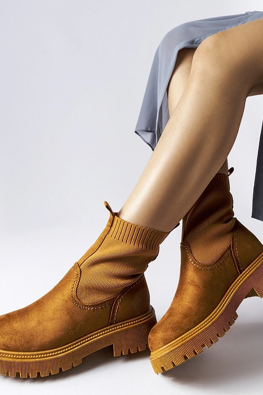 Braune Kunstwildleder-Stiefel Big...