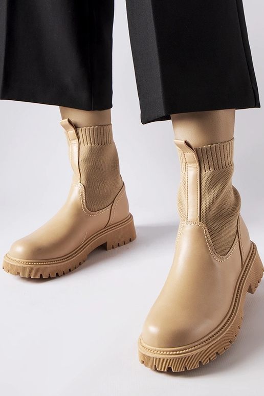 Beige Kunstwildleder-Stiefel Big Star...