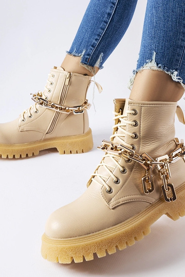 Beige bowlingkædestøvler 2