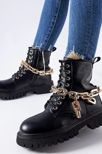 Sorte bowlingkædestøvler