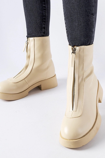 Bottines isolantes beiges avec fermeture éclair Baldo