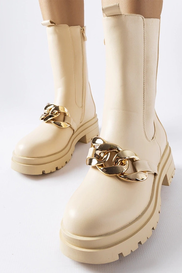Bottines beiges avec chaîne... 2