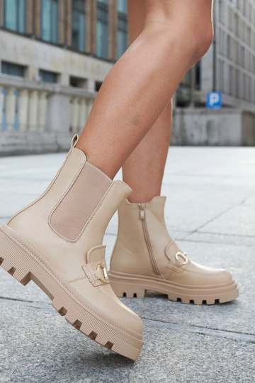 Donkerbeige boots met...