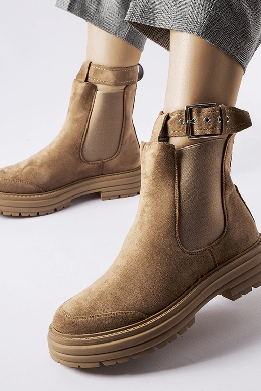 Braune Stiefeletten mit Zierschließe...