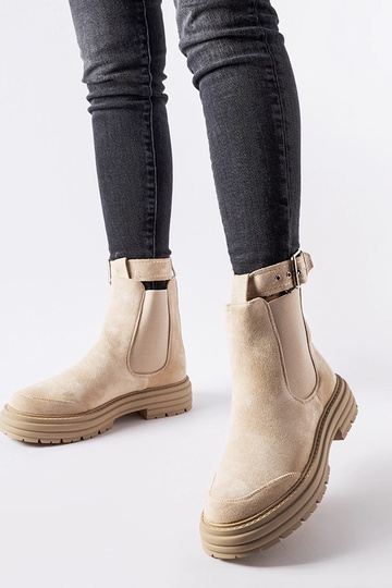 Beige Stiefeletten mit...