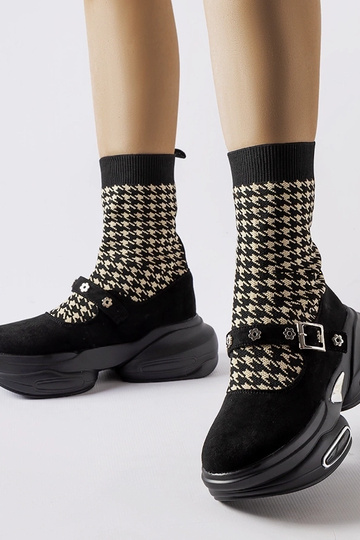 Ivans schwarze Stiefeletten mit Hahnentrittmuster 2