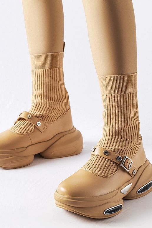 Bottines chaussettes beiges Ivana