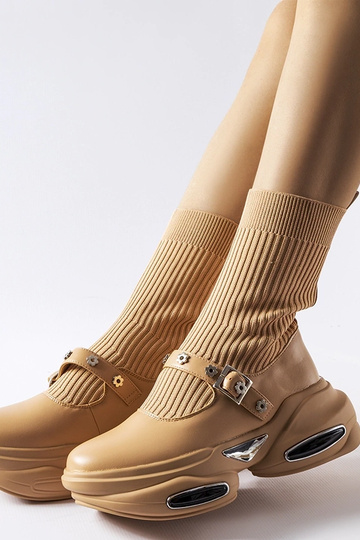 Bottines chaussettes beiges Ivana 2