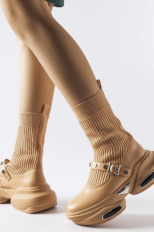 Bottines chaussettes beiges Ivana