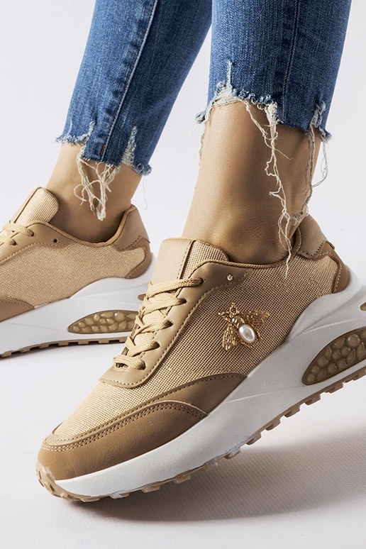 Baskets marron et blanches avec fil...