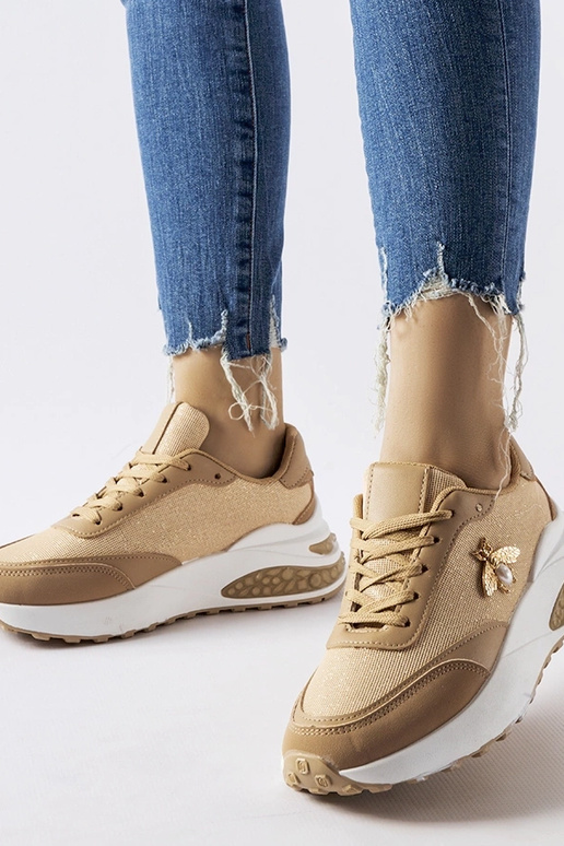 Baskets marron et blanches avec fil...