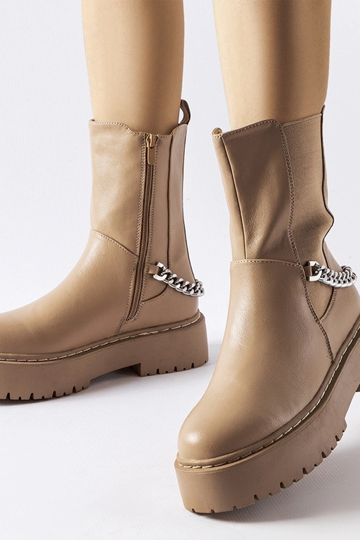 Beige boots met ketting, „Guglielmo"