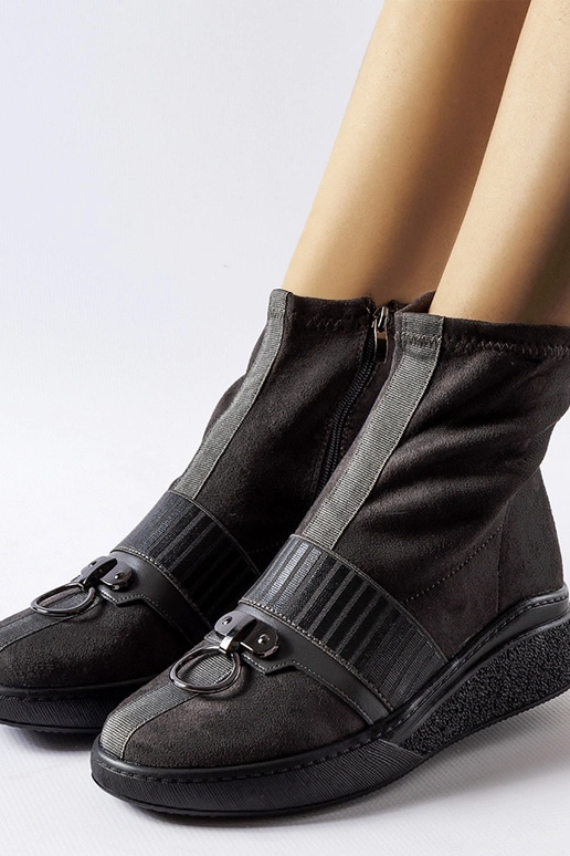 Bottines-socquettes grises à...