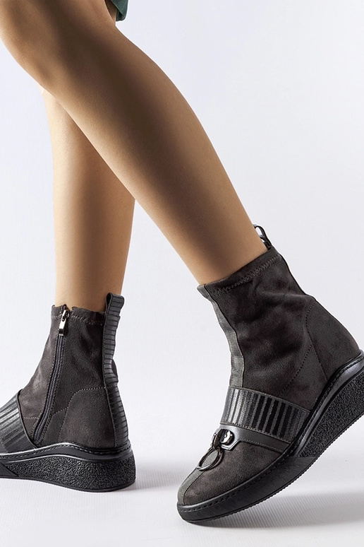 Bottines-socquettes grises à...