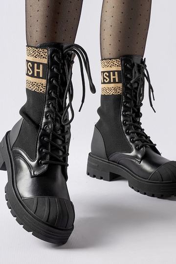 Schwarze Sock Boots mit...