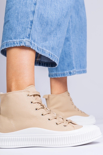 Bottines hautes couleur sable sur plateforme, „Guerrino" 2