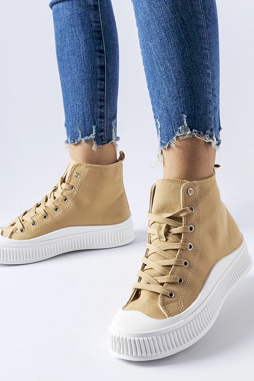 Bottines hautes couleur sable sur...