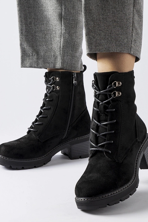 Schwarze Schnürstiefeletten Clementina