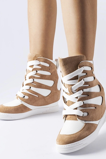 Weiße und beige Keil-Sneaker von Pantaleone 2