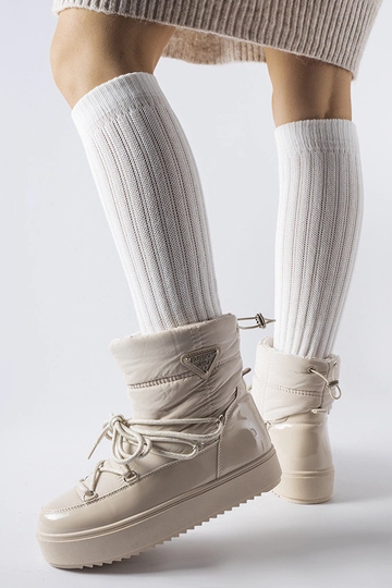 Beige isolierte Schneestiefel mit Gummiband Oslavia
