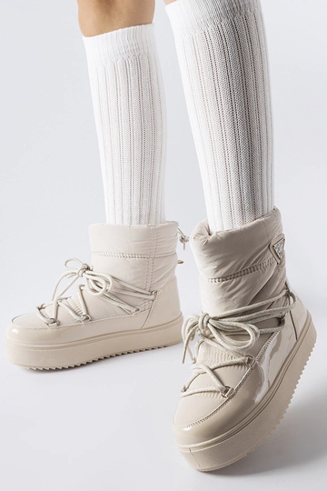 Beige isolierte Schneestiefel mit Gummiband Oslavia 2