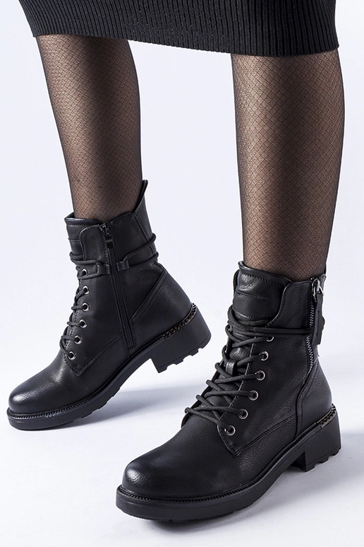 Bottines noires à fermeture éclair...