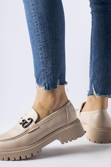 Mocassins classiques beiges à boucle Francesca 2