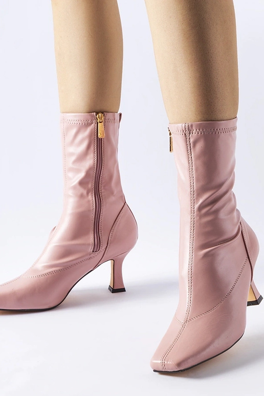 Pink ankelstøvler med lav hæl Luisella