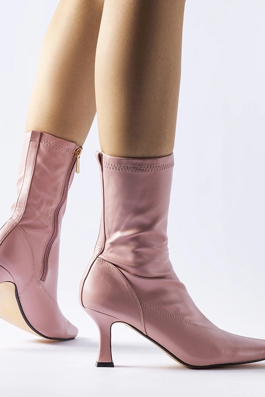 Bottines à talon bas roses Luisella