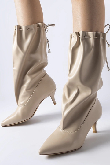 Bottes beiges à talon bas Deserres