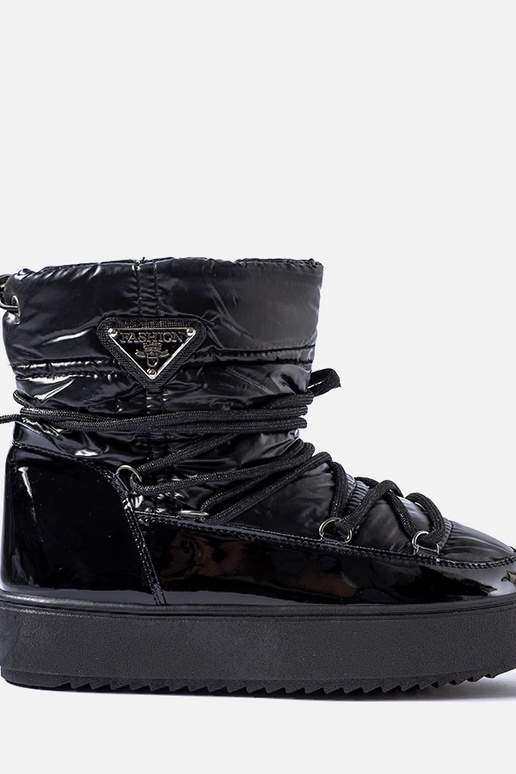 Schwarze lackierte Schneestiefel mit...