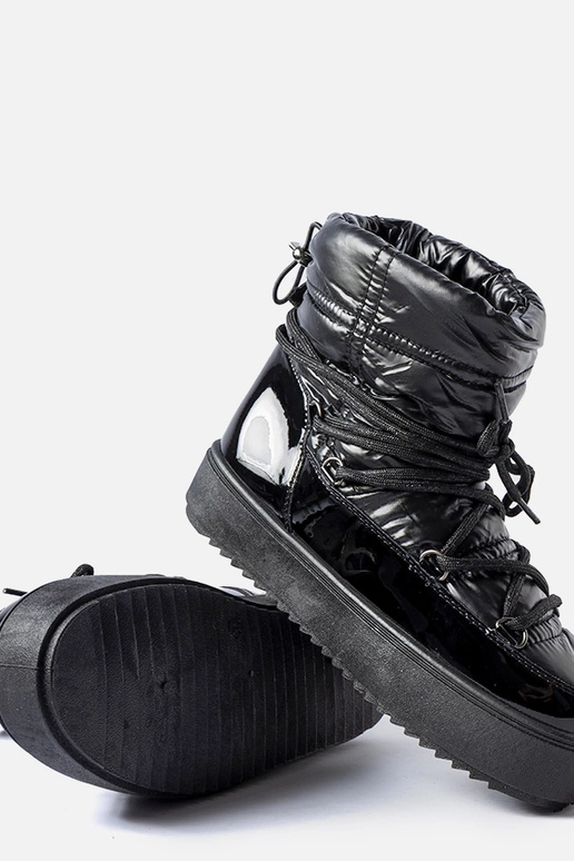 Schwarze lackierte Schneestiefel mit...