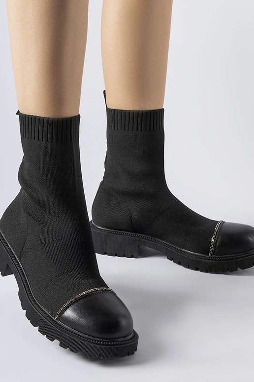 Sorte Vail rhinsten sokkestøvler