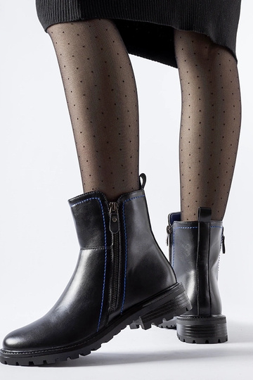 Botines noirs avec un fil décoratif bleu Nereo 2