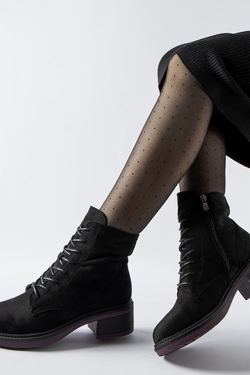 Schwarze klassische Stiefeletten mit lila Sohle Teo 2