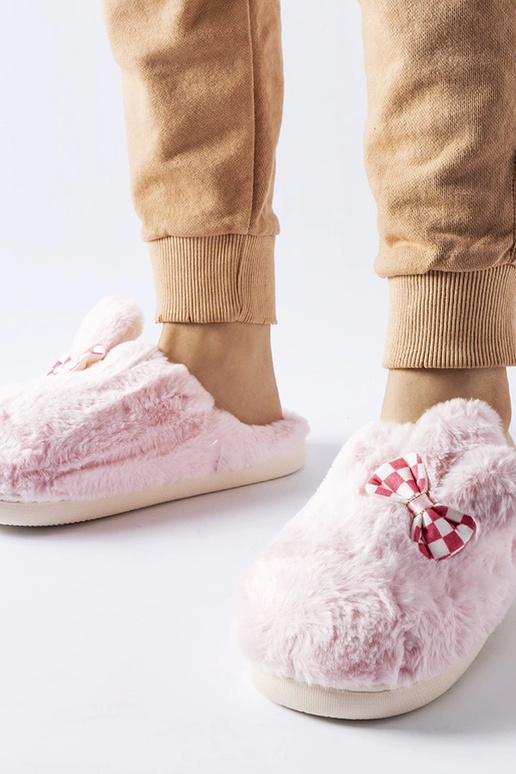 Pink isolerede dametøfler med ører Buga