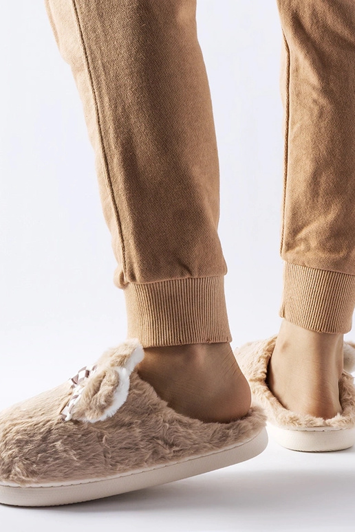 Beige isolerede dametøfler med ører Buga