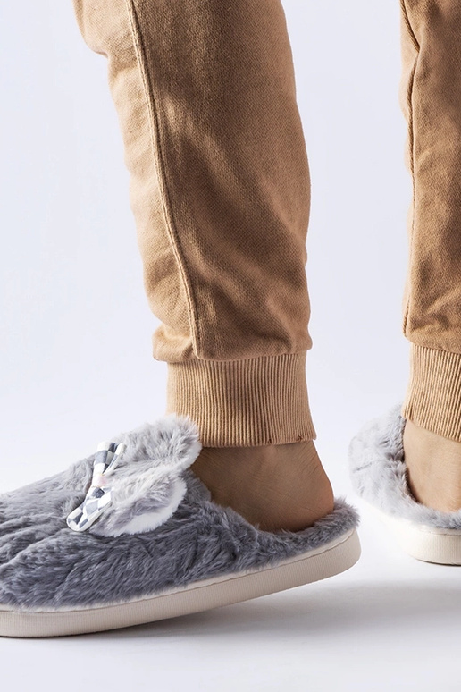 Chaussons femme isolants gris avec...