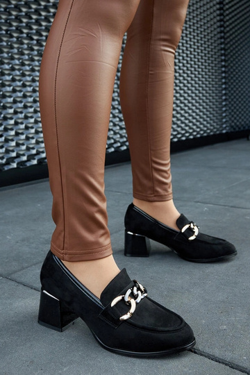 Chaussures noires à talon bloc en suède synthétique Brenta