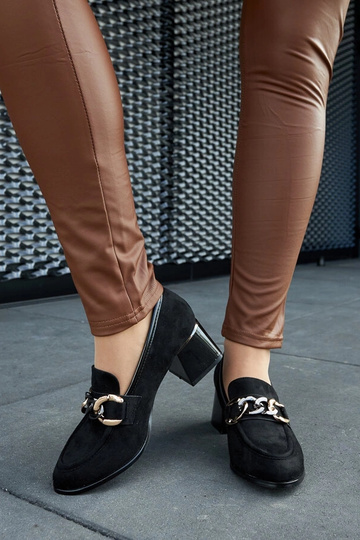 Zwarte schoenen met blokhak van kunstsuede Brenta 2