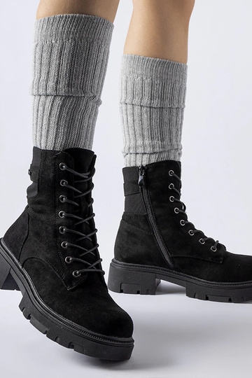 Schwarze weich isolierte Kunstwildleder-Stiefel Cunha