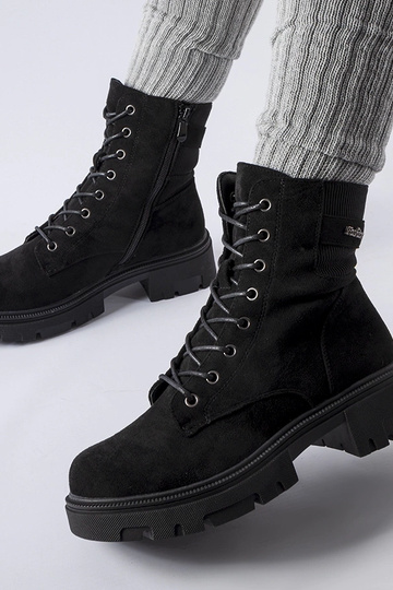 Schwarze weich isolierte Kunstwildleder-Stiefel Cunha 2