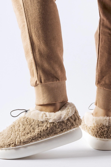 Beige warme Hausschuhe mit... 2